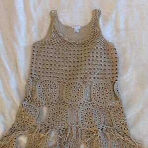 VENUS Beige Crochet Top Or Swim Cover-up